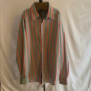 Robert Graham Multi Stripe pink blue Button Shirt w Cuffs 2Xl